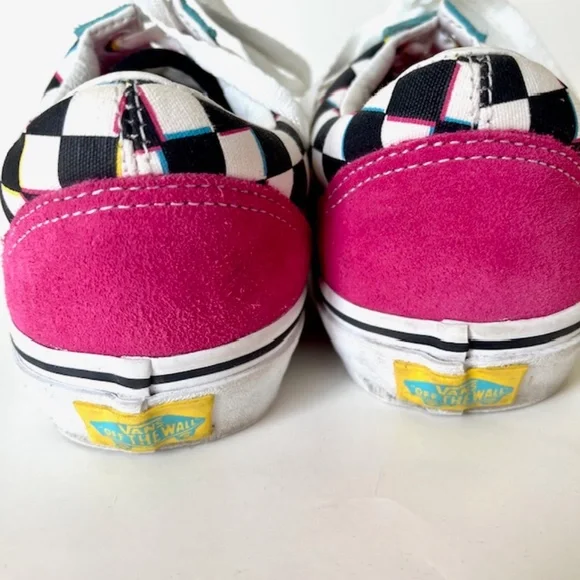 Vans. Blue, Yellow & Magenta  Black & White Checker Old School Sneakers - Picture 6 of 7